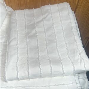 White Textured Comforter with Seersucker Stripes